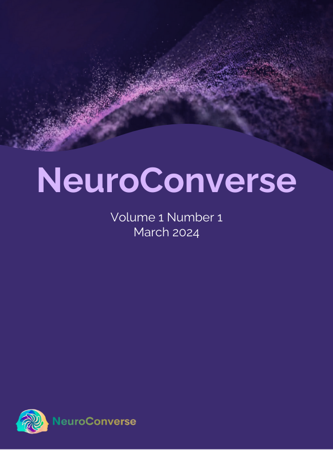 Cover NeuroConverse Volume 1 Number 1 March 2024, with purple background and logo